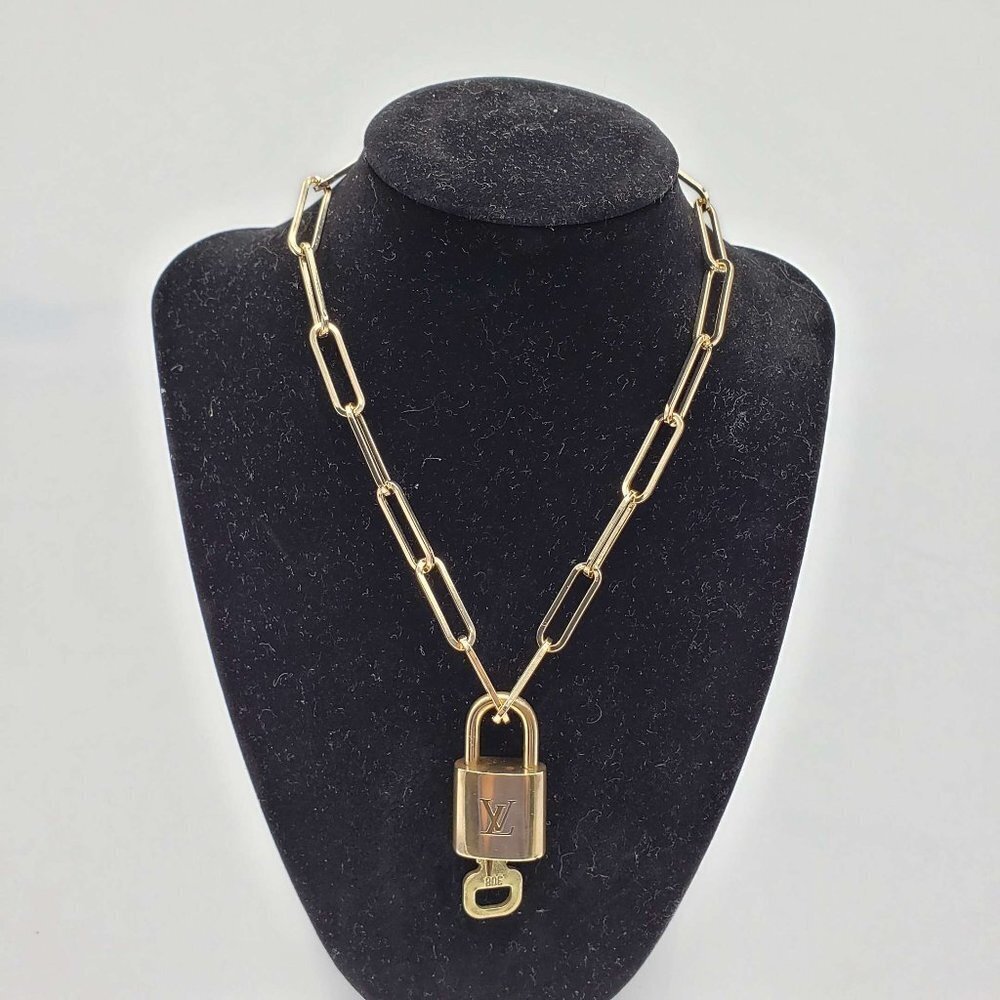 Louis Vuitton Gold Padlock Link Chain Necklace